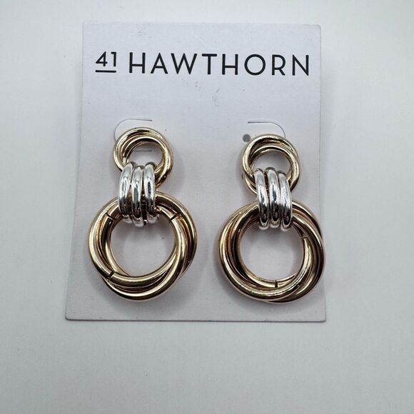 41 Hawthorn Jewelry - 41 Hawthorn Gold And Silver Tone Interlocking Hoop Earrings Fashion Classic